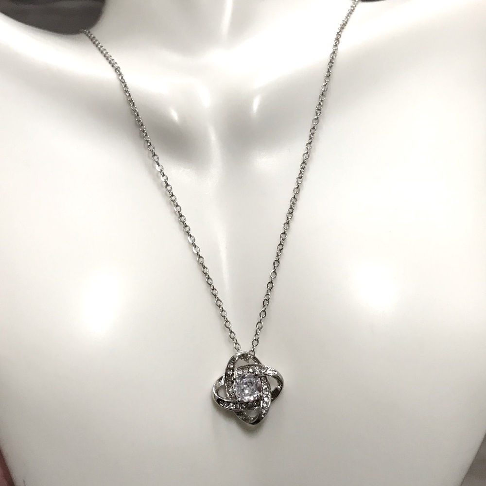 Silver-Tone Crystal Promise Pendant Necklace